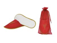 Pantofle Vánoční v organzovém sáčku červené